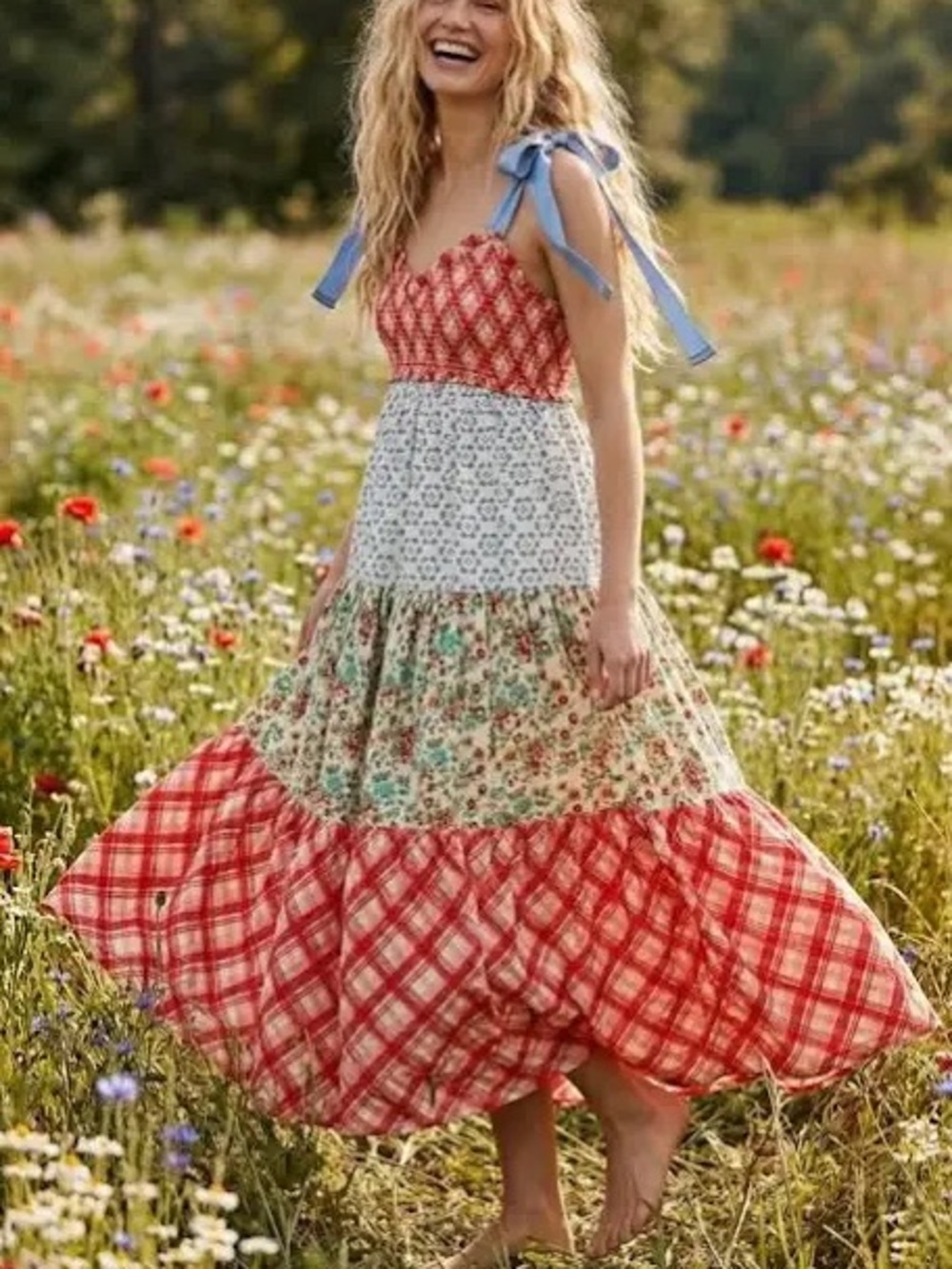 Free People Bluebell Maxi Dress in Cherry Combo Size S SOLD OUT